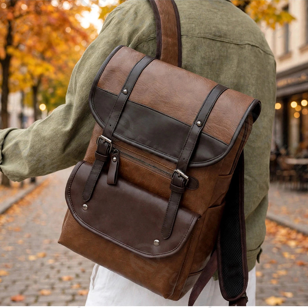 BRUNO vintage unisex PU leather mini backpack - Jouloud