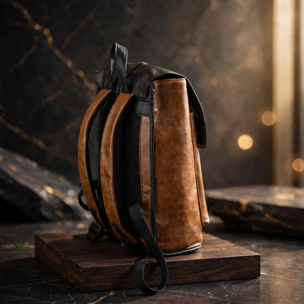 VALTERO slim vegan leather executive laptop backpack - Jouloud