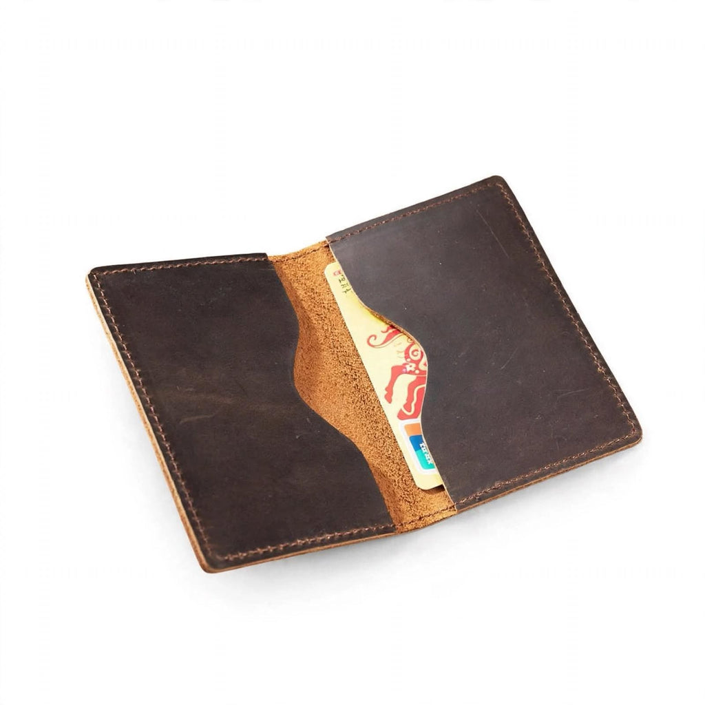 FABIO slim genuine Crazy Horse leather bifold card holder - Jouloud