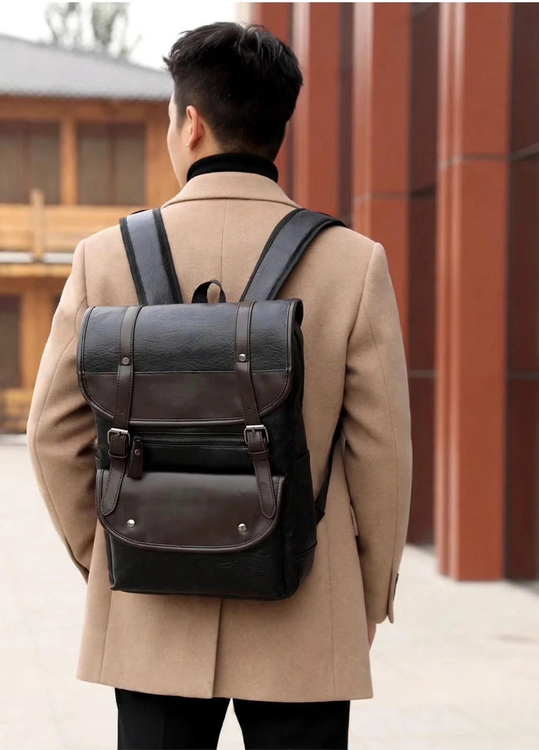 BRUNO vintage unisex PU leather mini backpack - Jouloud
