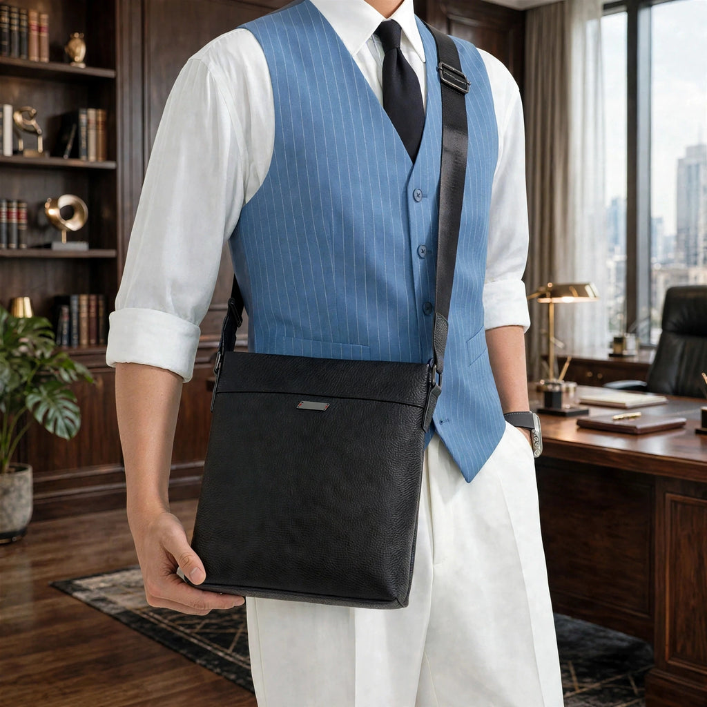 RAVEN men's genuine top grain leather crossbody bag - Jouloud