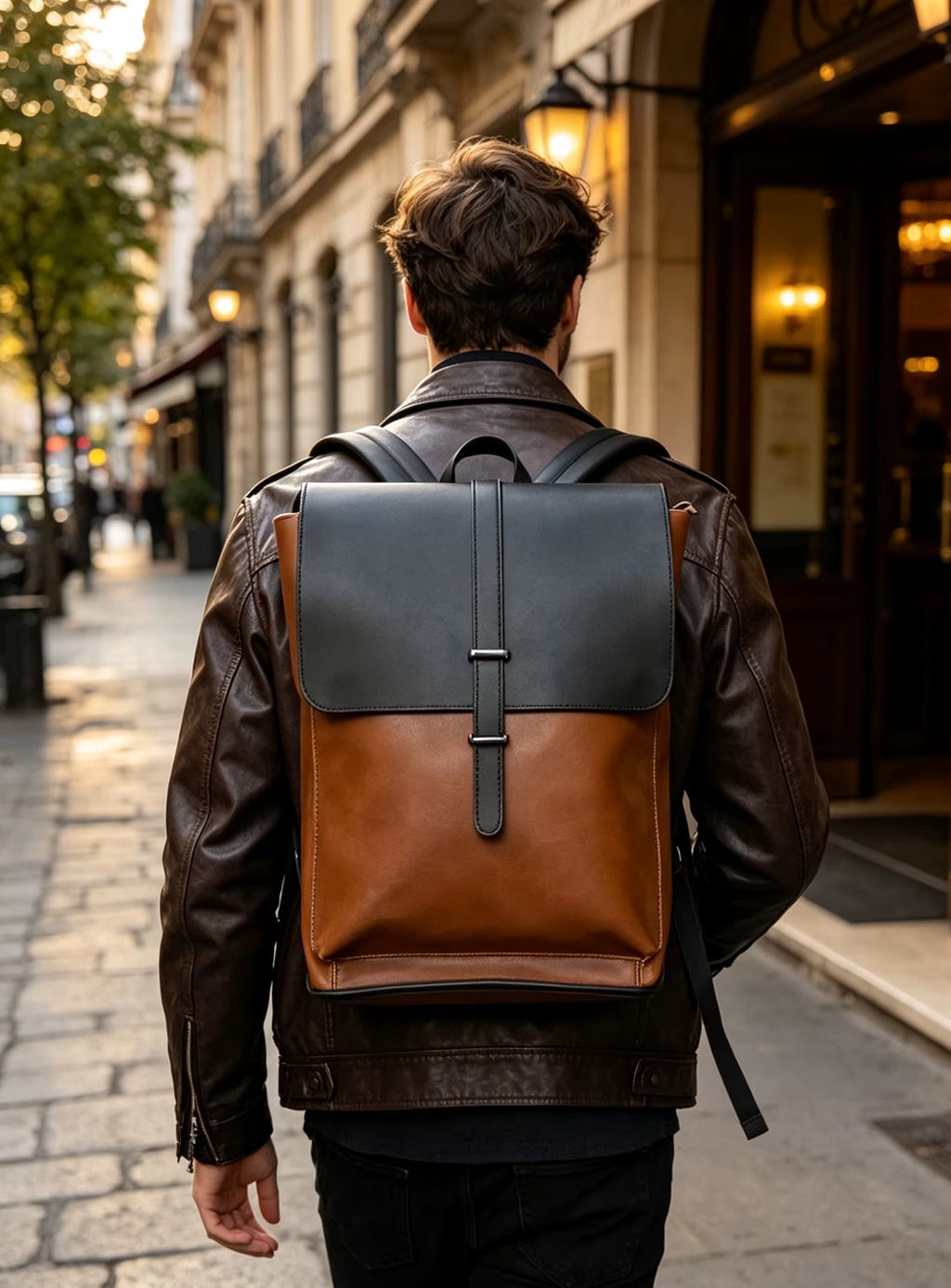 VALTERO slim vegan leather executive laptop backpack - Jouloud