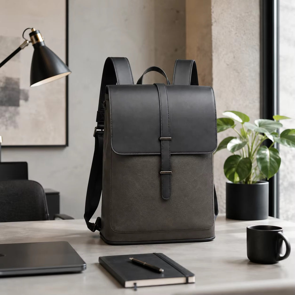 VALTERO slim vegan leather executive laptop backpack - Jouloud