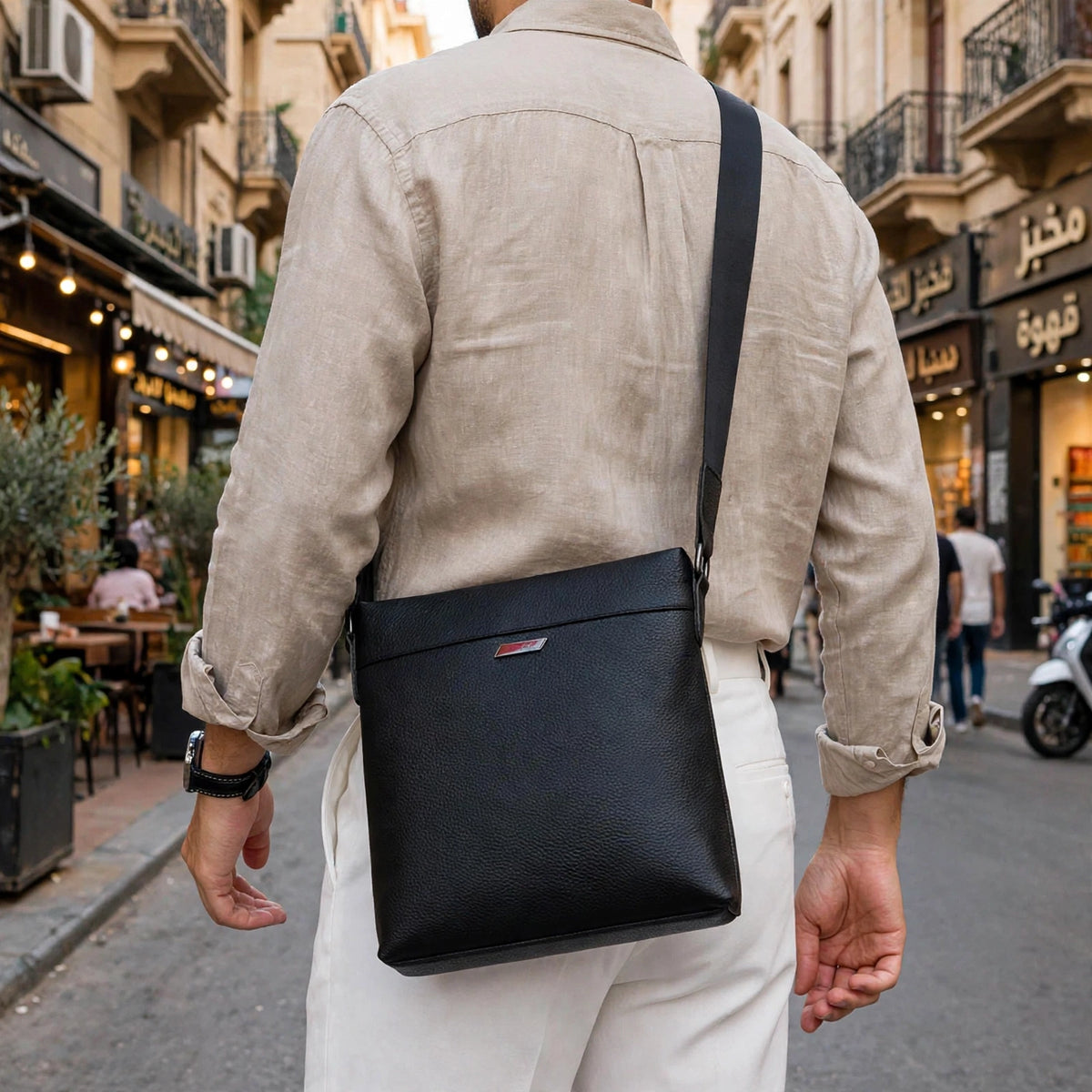 RAVEN men's genuine top grain leather crossbody bag - Jouloud