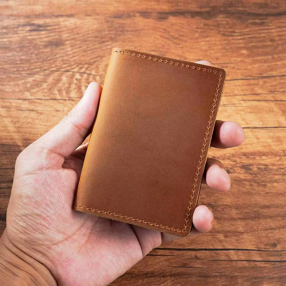 FABIO slim genuine Crazy Horse leather bifold card holder - Jouloud