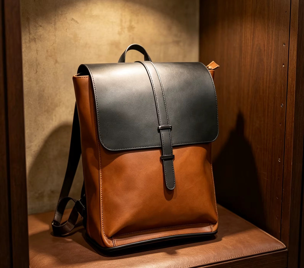 VALTERO slim vegan leather executive laptop backpack - Jouloud