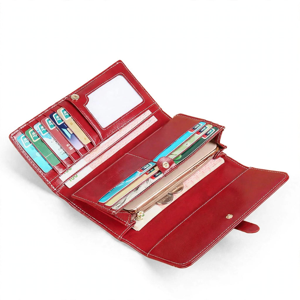 RUBY women's long genuine leather wallet with RFID protection - Jouloud