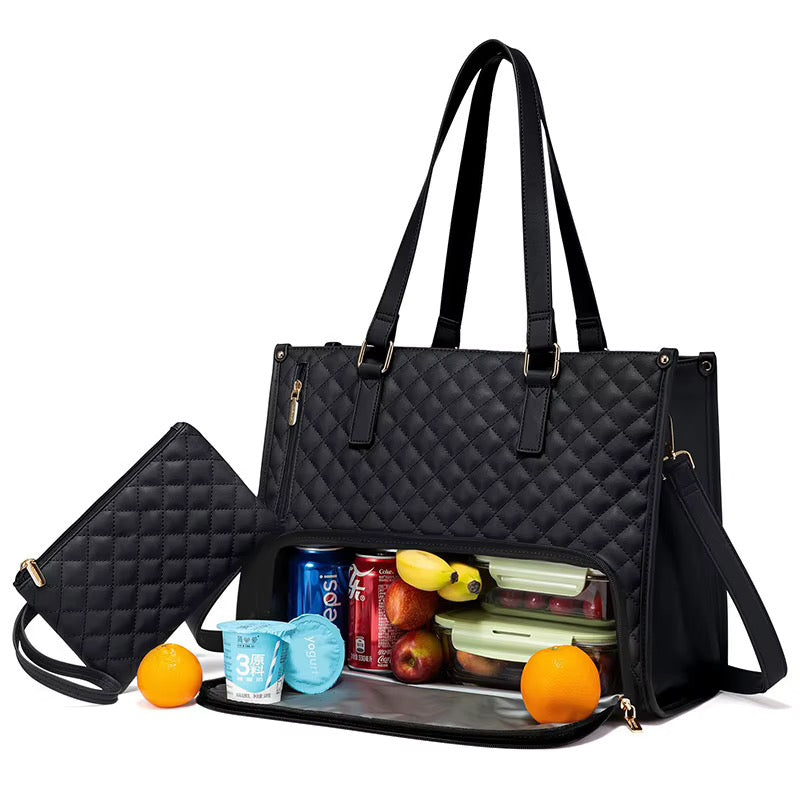 Rosie women's laptop tote bag with insulated lunch compartment - Jouloud