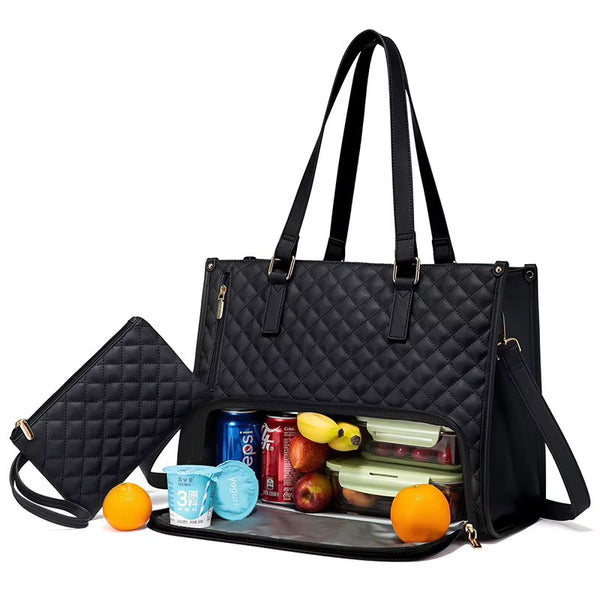 Rosie women's laptop tote bag with insulated lunch compartment - Jouloud
