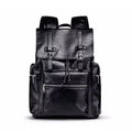 NOIR HERITAGE men's matte black PU leather laptop backpack - Jouloud