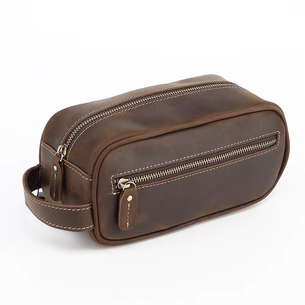 VALERIO men's genuine Crazy Horse leather hand bag - Jouloud