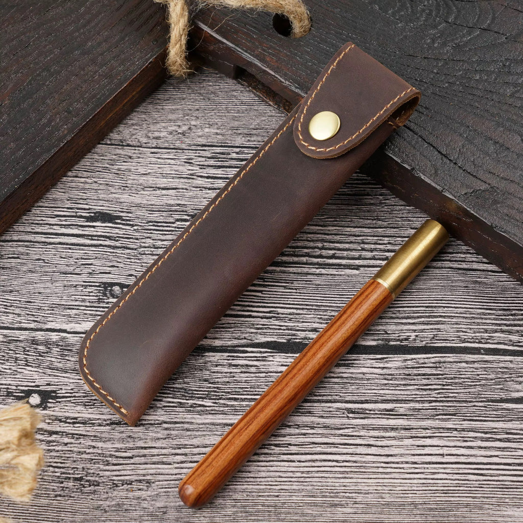 ENZO genuine Crazy Horse leather pen case - Jouloud