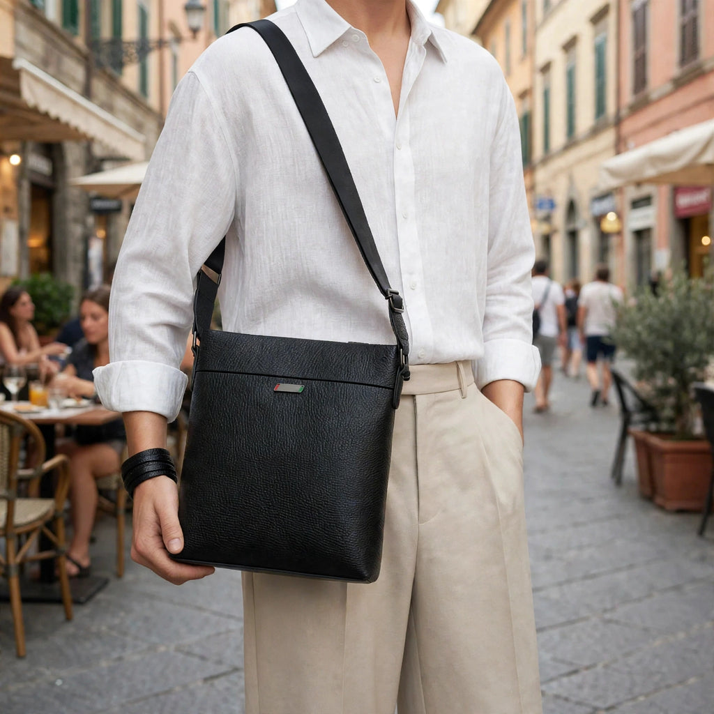 RAVEN men's genuine top grain leather crossbody bag - Jouloud