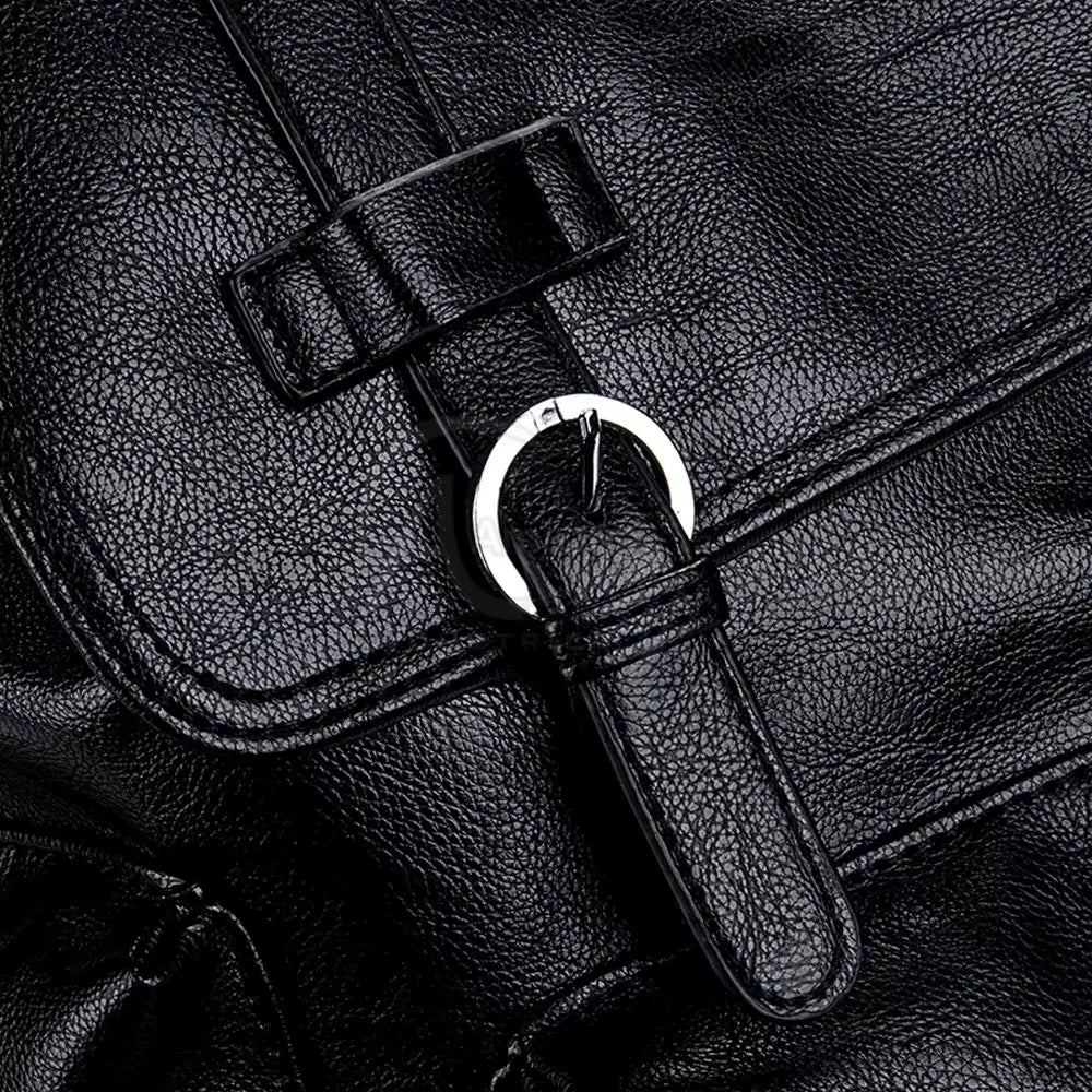 NOIR HERITAGE men's matte black PU leather laptop backpack - Jouloud