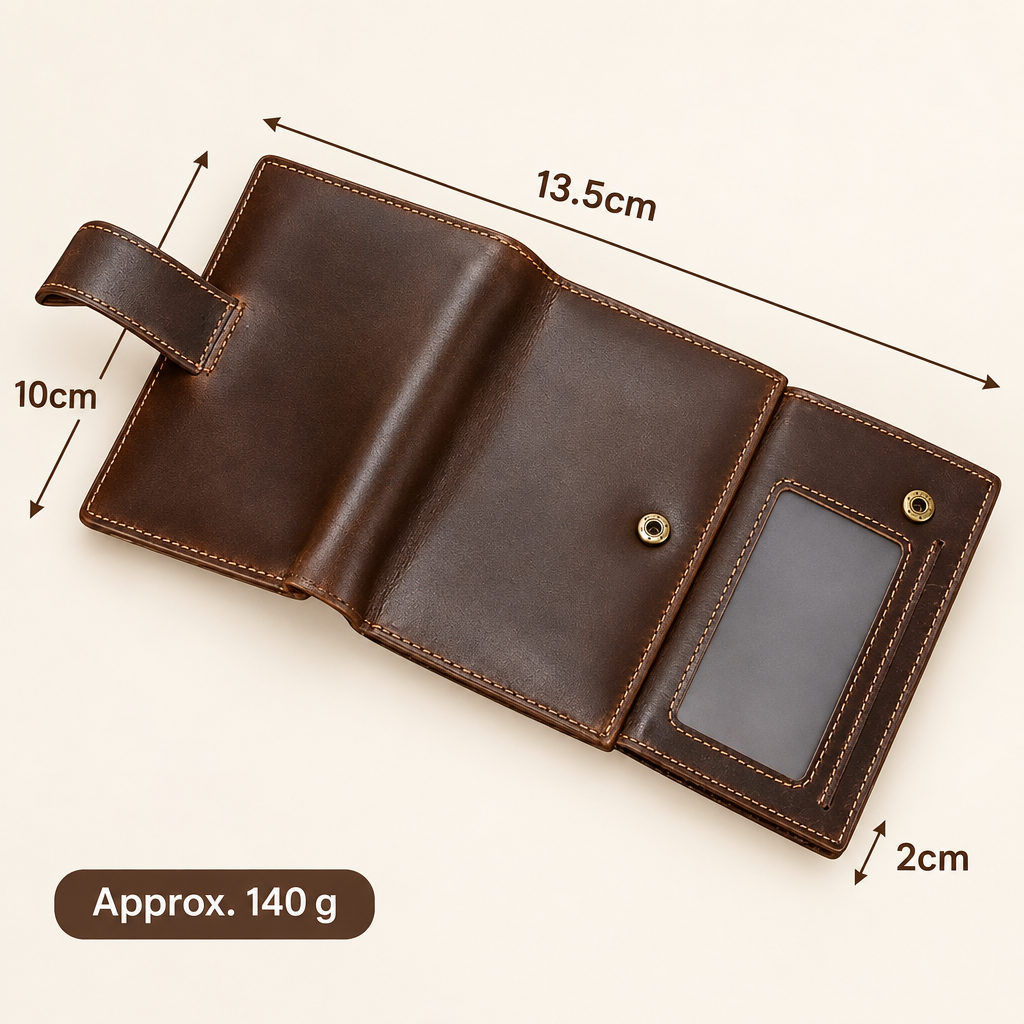 MARCO men's vintage genuine leather tri-fold wallet - Jouloud