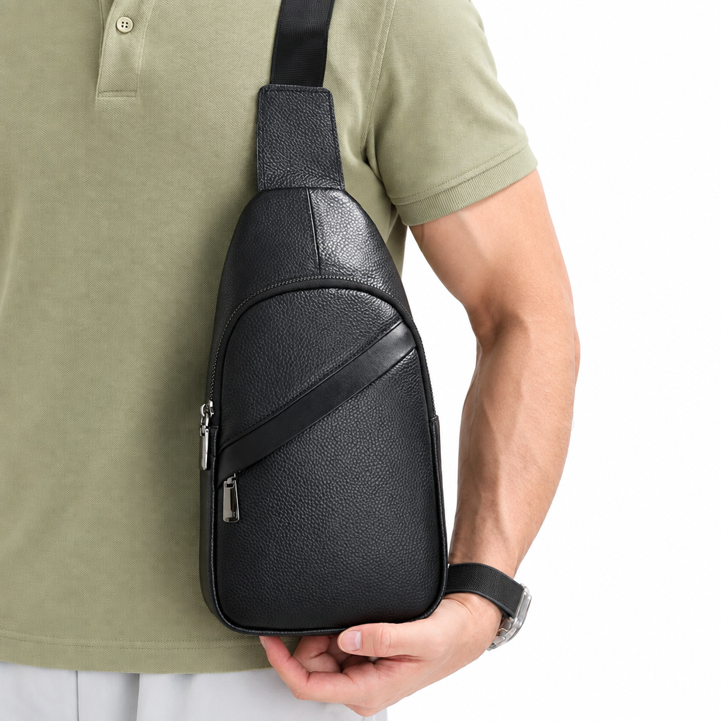 FALCON men's genuine top-grain leather sling bag - Jouloud