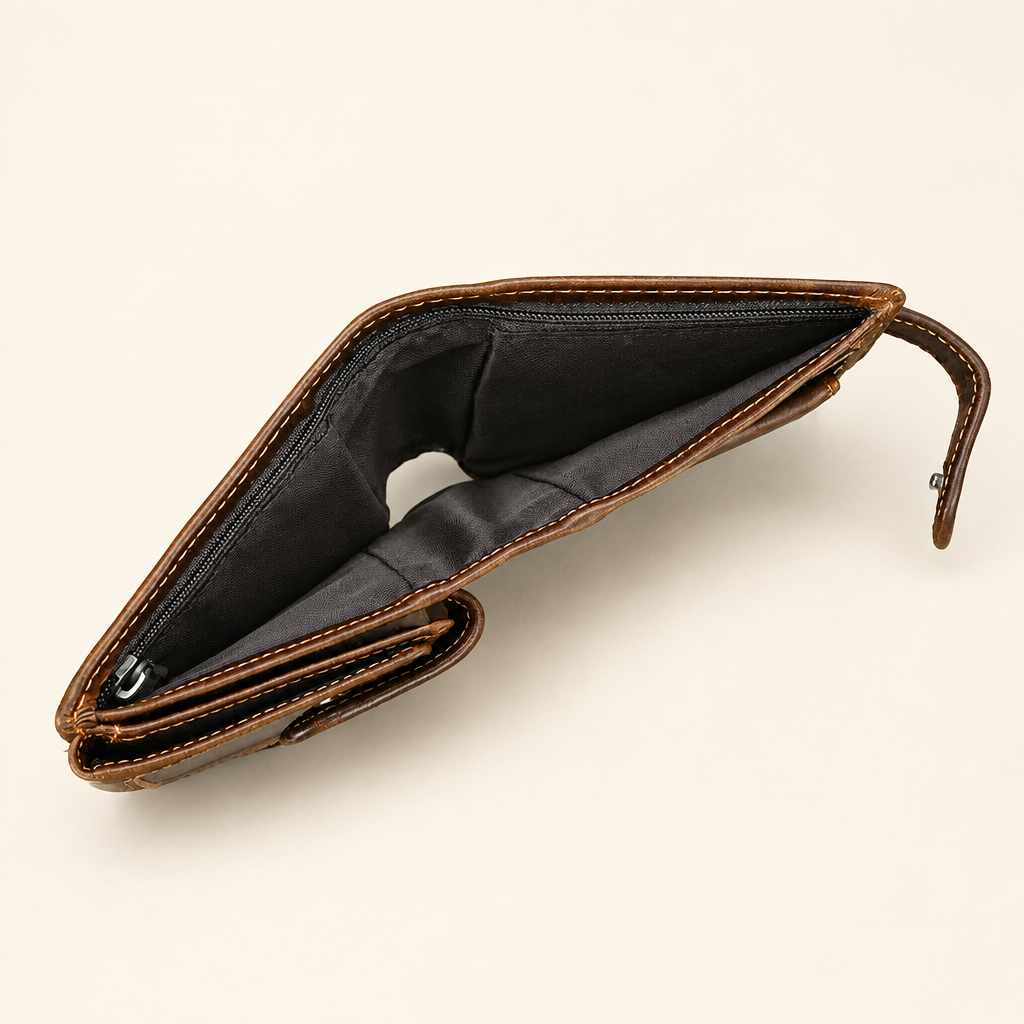 MARCO men's vintage genuine leather tri-fold wallet - Jouloud