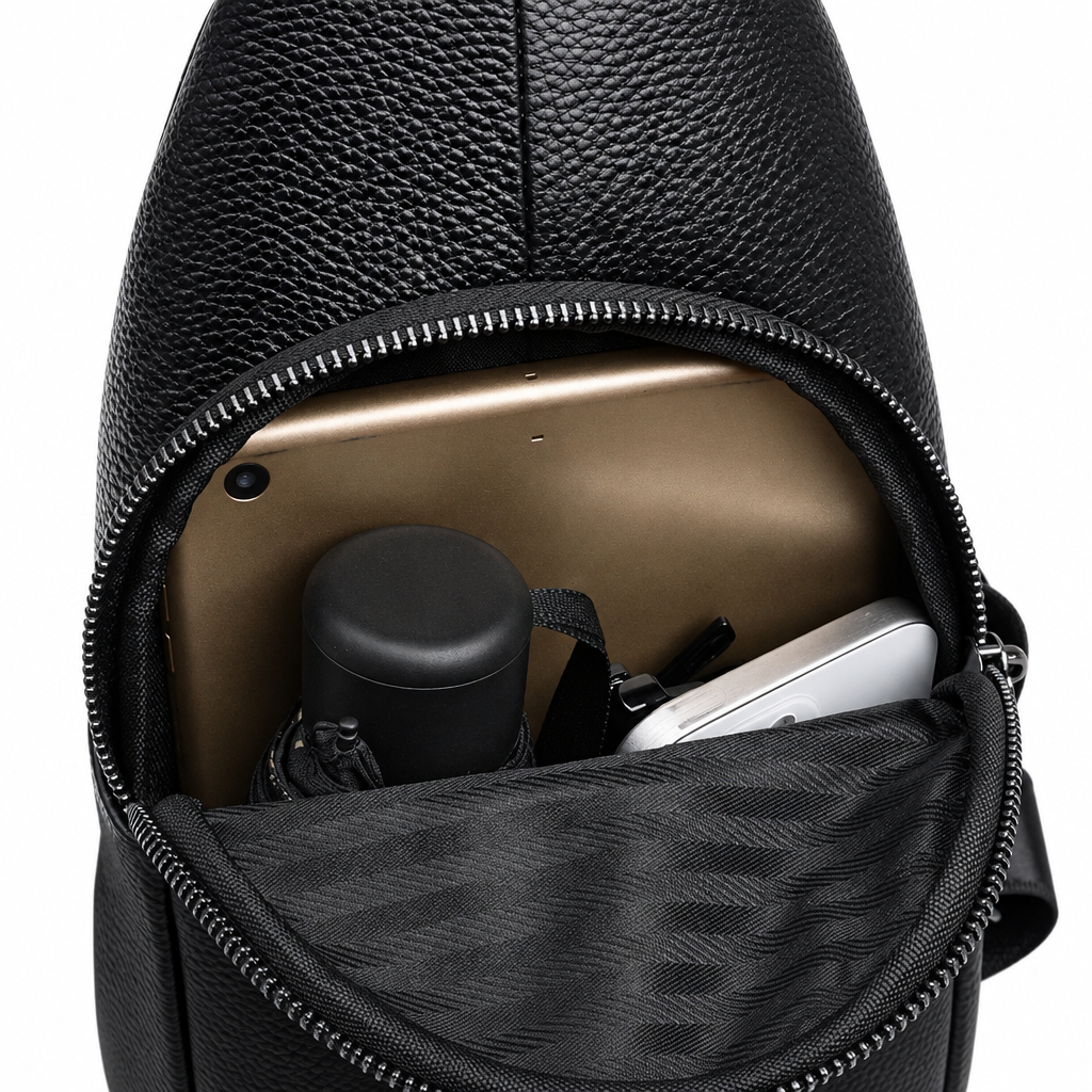 FALCON men's genuine top-grain leather sling bag - Jouloud