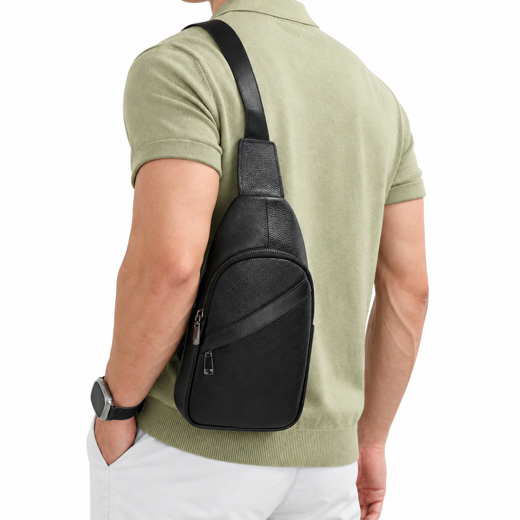FALCON men's genuine top-grain leather sling bag - Jouloud