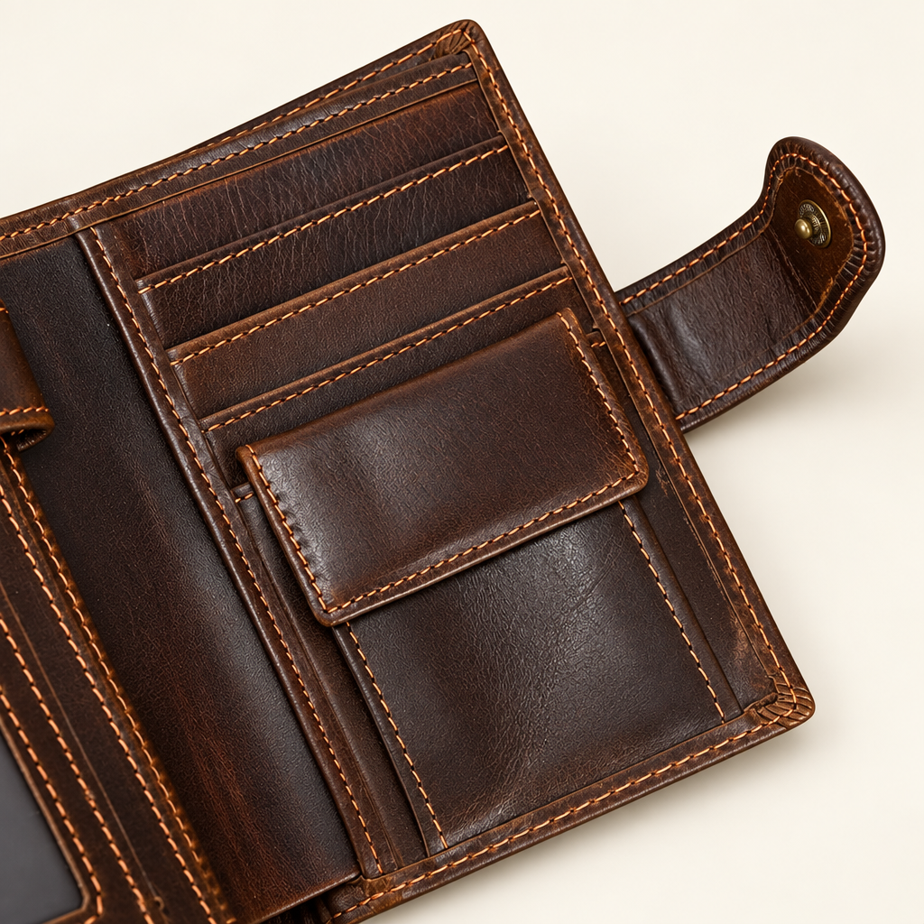 MARCO men's vintage genuine leather tri-fold wallet - Jouloud