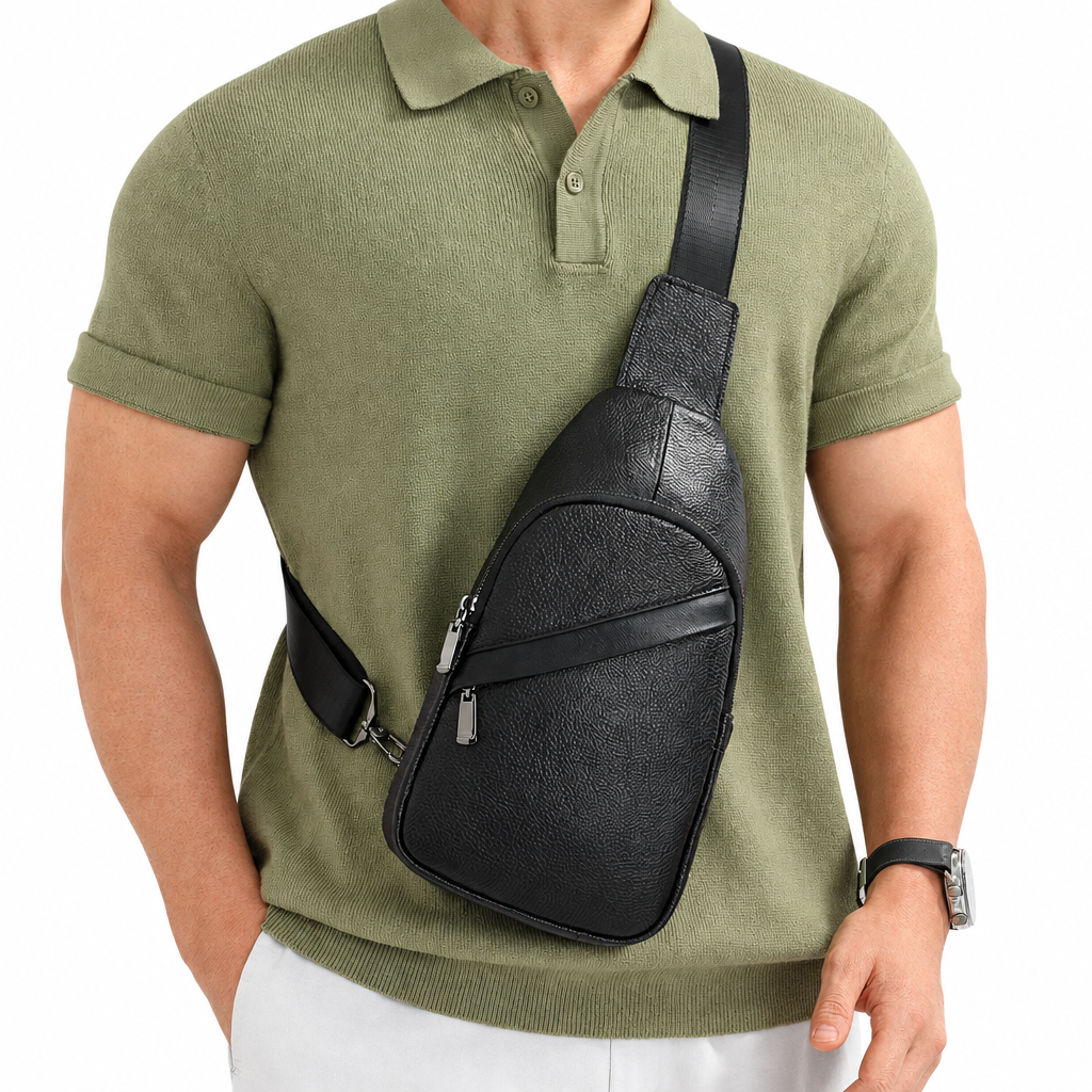 FALCON men's genuine top-grain leather sling bag - Jouloud