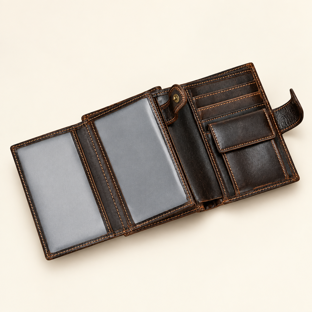 MARCO men's vintage genuine leather tri-fold wallet - Jouloud